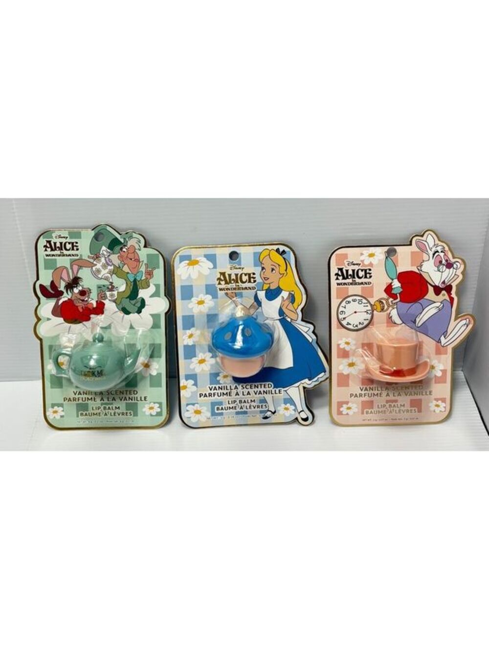 Disney Alice in Wonderland Vanilla Scented Lip Balm Trio Teapot,Cup & Rabbit hat